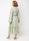 YAS Matira Long Sleeved Floral Midi Dress, Blue