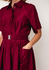 Y.A.S Simana Button Front Shirt Dress, Wine
