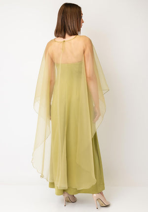 YAS Vima Bandeau with Shawl Maxi Dress, Green