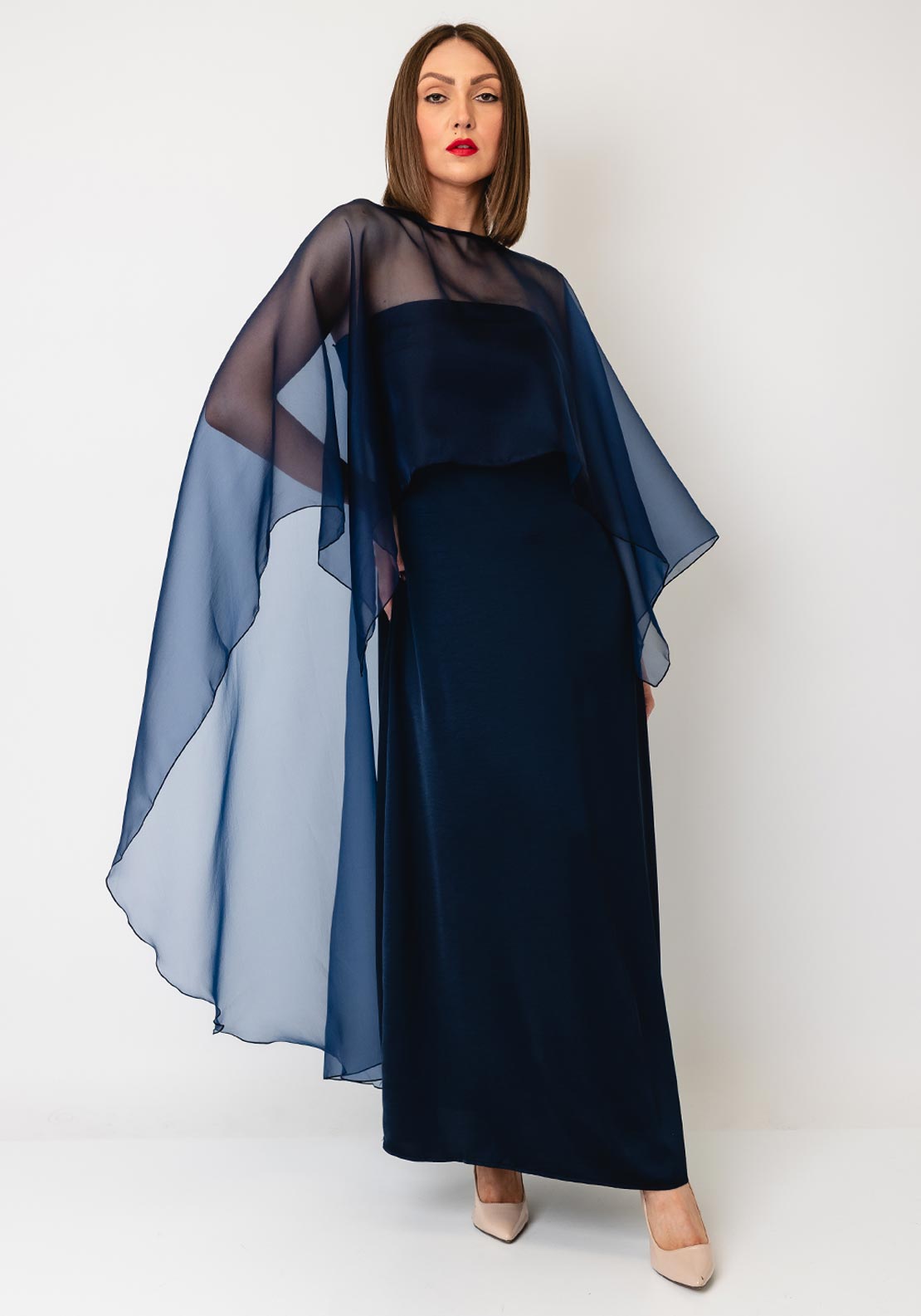 YAS Vima Bandeau with Shawl Maxi Dress, Navy