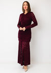 YAS Talo Long Sleeve Lace Midi Dress, Wine