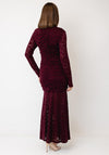 YAS Talo Long Sleeve Lace Midi Dress, Wine