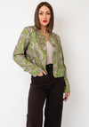 YAS Mallemic Floral Print with Sequin and Bead Detail Jacket, Green Multi