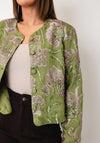 YAS Mallemic Floral Print with Sequin and Bead Detail Jacket, Green Multi