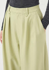 YAS Livo High Waisted Wide Leg Trousers, Green