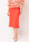 Y.A.S Pella High Waisted Satin Skirt, Orange