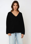 Y.A.S Elma Long Sleeve V-Neck Knitted Pullover, Black