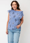 YAS Toma Sleeveless Plaid with Embroidered Detail Top, Blue Multi