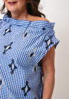 YAS Toma Sleeveless Plaid with Embroidered Detail Top, Blue Multi