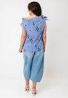 YAS Toma Sleeveless Plaid with Embroidered Detail Top, Blue Multi
