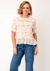 YAS Mimmi Frill Detail Top, Pink Multi