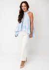 YAS Manillo Hatler Neck Top, Skyway Blue