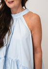 YAS Manillo Hatler Neck Top, Skyway Blue