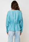 Y.A.S Pella Satin V Neck Aline Blouse, Blue