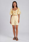 YAS Lemon Short Sleeve Cropped Floral Top, Yellow