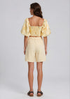 YAS Lemon Short Sleeve Cropped Floral Top, Yellow