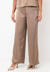 YAS Pella High Waisted Wide Leg Trousers, Beige