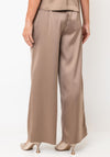 YAS Pella High Waisted Wide Leg Trousers, Beige