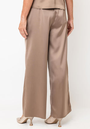 YAS Pella High Waisted Wide Leg Trousers, Beige