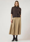 YAS Anne Short Sleeve Scarf Knitted Cardigan, Brown