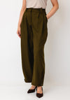 YAS Colera Mid Waist Wide Leg Trousers, Olive Green