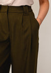 YAS Colera Mid Waist Wide Leg Trousers, Olive Green