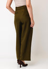 YAS Colera Mid Waist Wide Leg Trousers, Olive Green