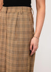 YAS Carin Plaid Barrel-leg Trousers, Beige Multi