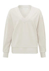 Yaya Long Sleeve V Neck Sweatshirt, Cream