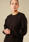 YAYA Round Neck Sweater Midi Dress, Black