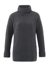 YAYA Turtleneck Ribbed Sweater, Pinstripe Grey