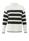 YAYA High Neck Striped Sweater, Black