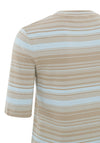 Yaya Striped Short Sleeve Knit Sweater, White Pepper Beige