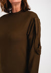 YAYA Round Neck Sweater Midi Dress, Dark Green