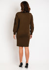 YAYA Round Neck Sweater Midi Dress, Dark Green