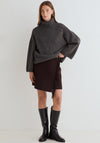 Yerse Sully Wool Blend Aline Mini Skirt, Brown
