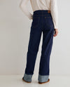 Yerse Turn Hem Wide Leg Jeans, Blue