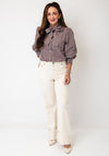 YERSE Checked Button Up with Scarf Detail Shirt, Blue Multi