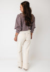 YERSE Checked Button Up with Scarf Detail Shirt, Blue Multi