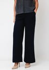 YERSE Wide Leg with Button Detail Trousers, Navy