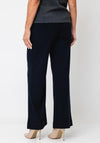 YERSE Wide Leg with Button Detail Trousers, Navy