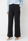YERSE Checked Wide Leg Trousers, Navy