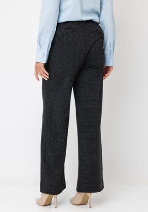 YERSE Checked Wide Leg Trousers, Navy