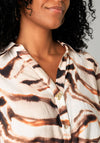 Yest Sabrina Animal Print Shirt Dress, Beige Multi