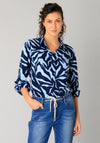 Yest Olimpia Zebra Print Shirt, Navy and Blue