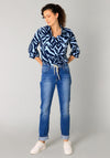 Yest Olimpia Zebra Print Shirt, Navy and Blue