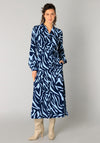 Yest Puck Zebra Print Long Shirt Dress, Navy and Blue
