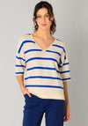Yest Raine Striped Knit Jumper, Beige and Blue