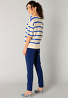 Yest Raine Striped Knit Jumper, Beige and Blue