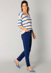 Yest Raine Striped Knit Jumper, Beige and Blue